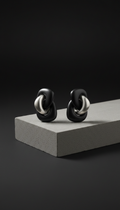 matte black silver sculptural earrings